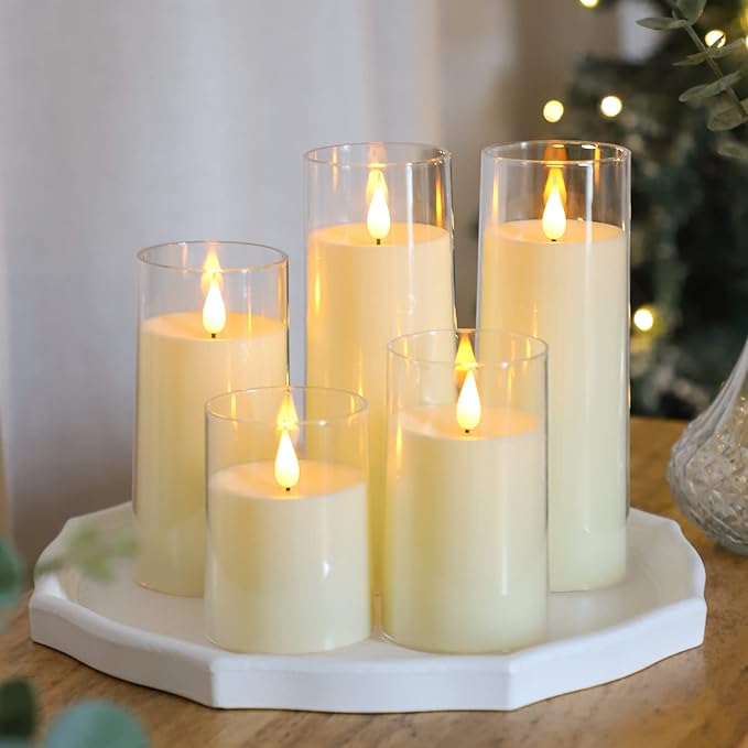 Fo32won Ivory White LED Flameless Pillar Candles Battery Operated - Image 7