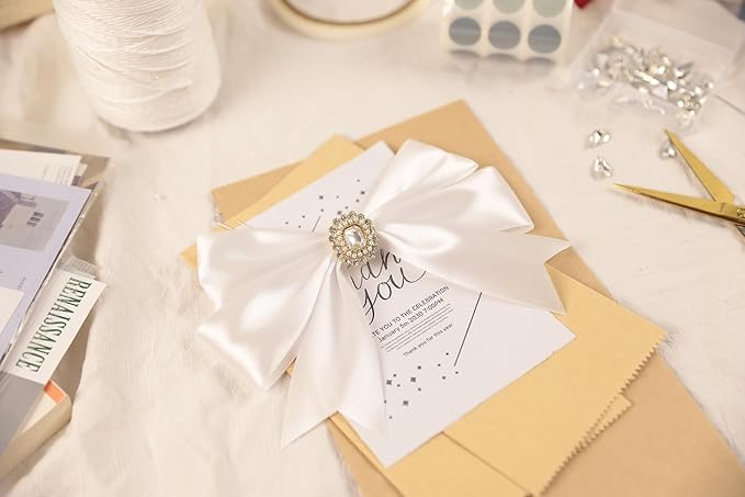 White Satin Ribbon 1-1/2 inch X Continuous 100 Yards, Single Face Polyester - Image 7