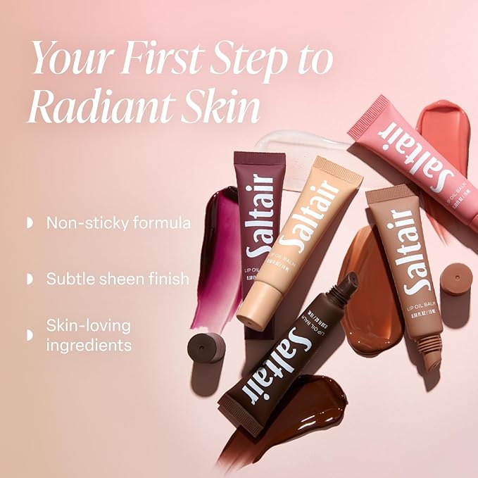 Saltair Hydrating Lip Oil Balm, Essentials Shades 5-Pack. Moisturizing Vegan - Image 2