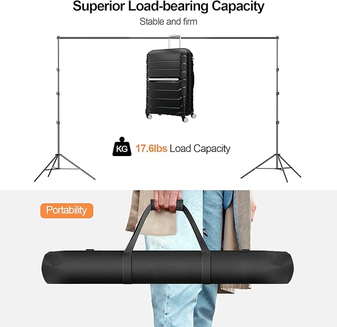 Photo Backdrop Stand, 8.5 x 10 ft Back Drop Adjustable Stands, Photography - Image 2