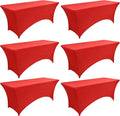 6-Pack 6ft Red Spandex Table Covers by Unknown