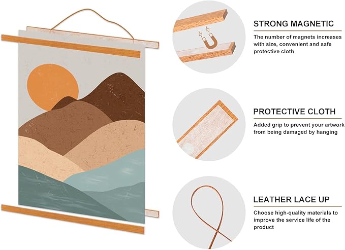 Magnetic Poster Hanger, 37x28 37x40 37x25 Poster Frame Wood Wooden Magnet Print - Image 4