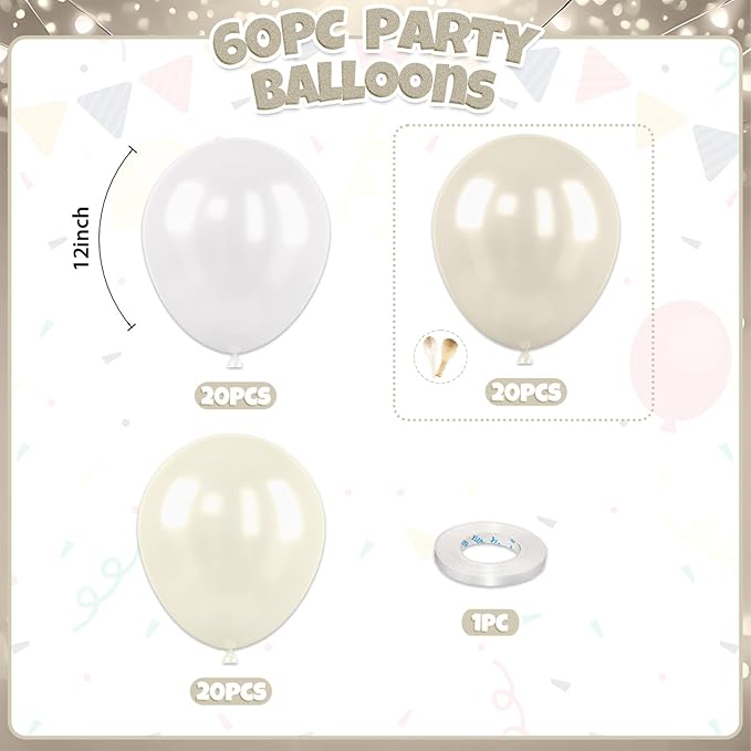 Double Stuffed Pearl Balloons, Two Types Double Stuffed Sand White Balloon - Image 2