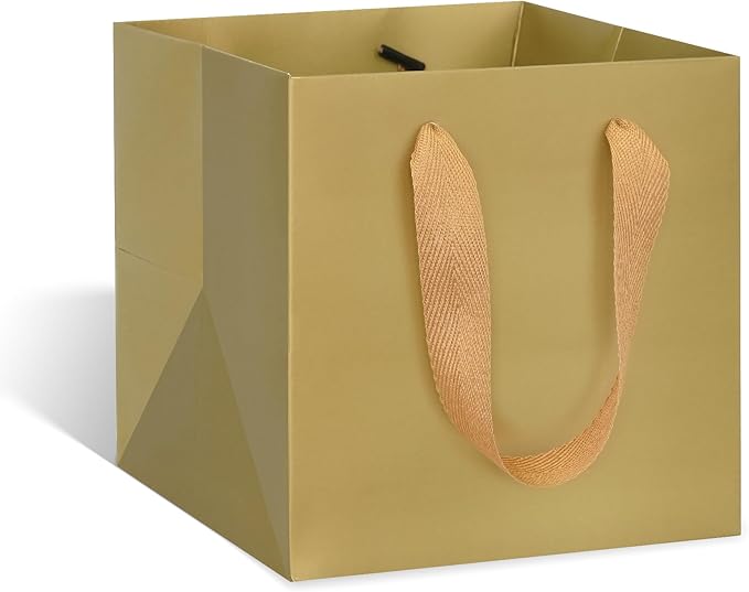 ADIDO EVA Gold Square Gift Bags Mini Size Square Bottom Paper Bags by ADIDOEVA