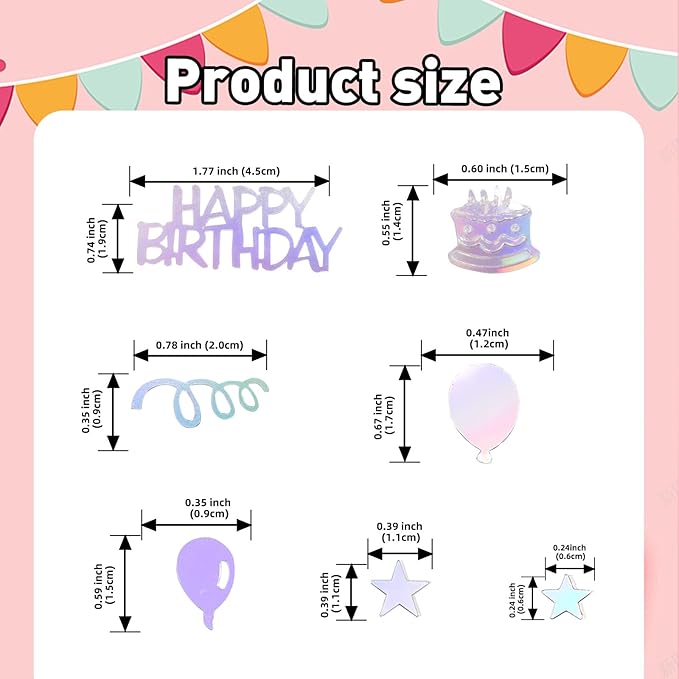 Iridescent Happy Birthday Confetti, Baby Shower, DIY Arts and Crafting - Image 2