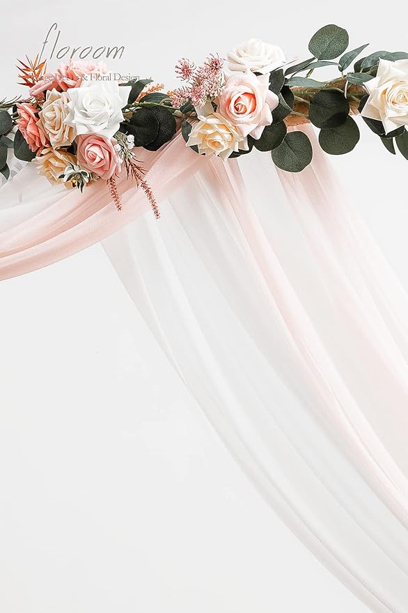 Floroom Wedding Arch Draping Fabric 2 Panels 20Ft Chiffon Fabric Drapes Arbor - Image 4