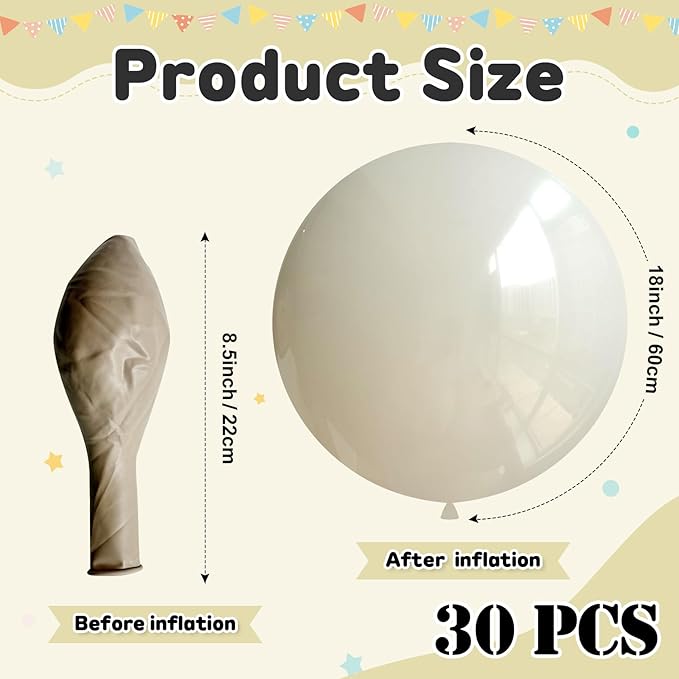 30 pcs Sand White Balloons 18 Inch - Image 2