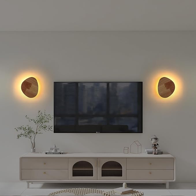 Modern Minimalist Plug in Wall Sconces, 9.4'' Plug-in Or Cordless Wood - Image 3
