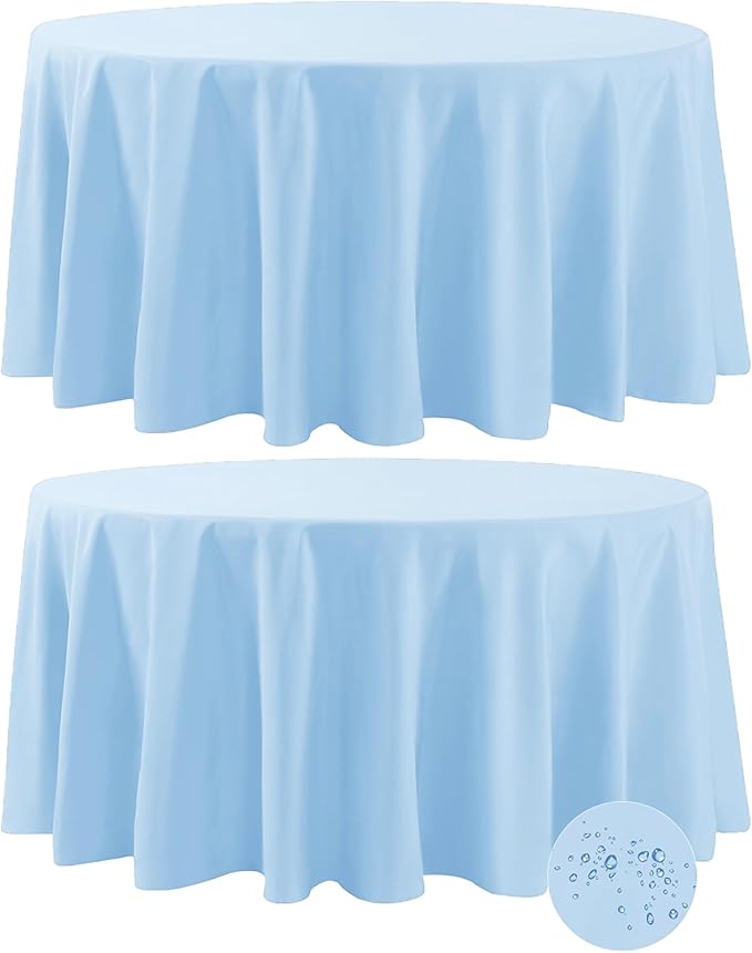 Fokitut 2 Pack Waterproof Round Tablecloth, 108 Inch, Stain Resistant and by BalsaCircle