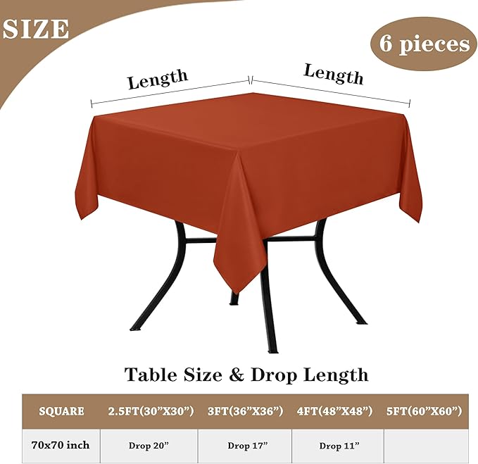 Fitable 6 Pack Square Fall Tablecloths - Image 3