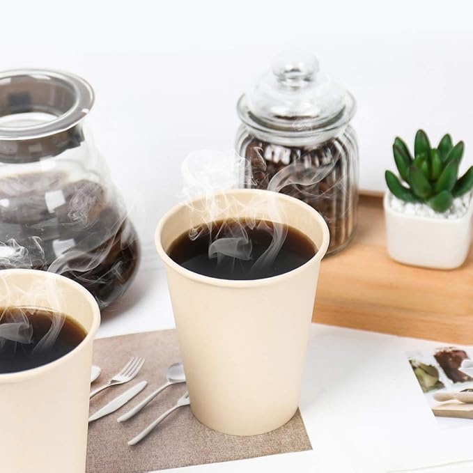 160 Count 15 oz Disposable Coffee Cups Paper Cups, Plant Fiber Cups Brown Hot - Image 6