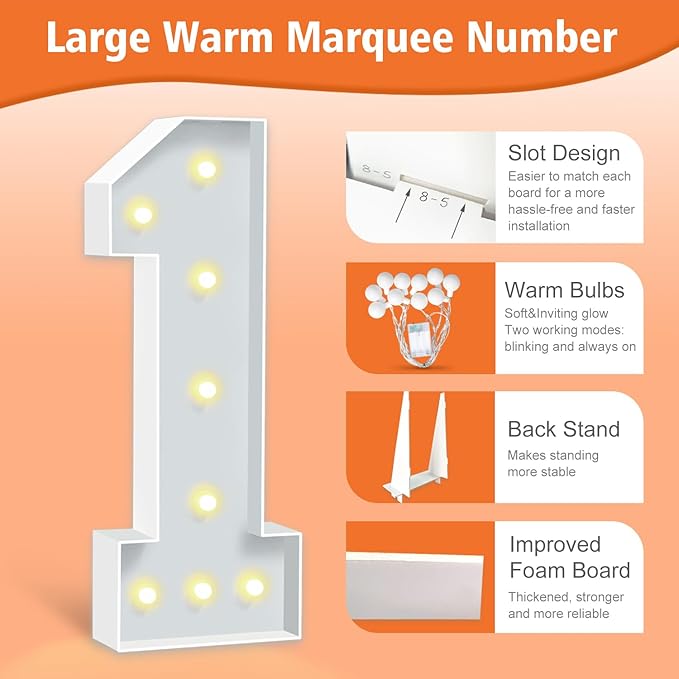 3FT Marquee Numbers 10, Large Light Up Numbers 10th Birthday Decorations - Image 3