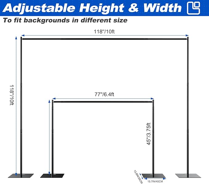 Pipe and Drape Backdrop Stand 10ftx10ft Adjustable Background Support System - Image 4