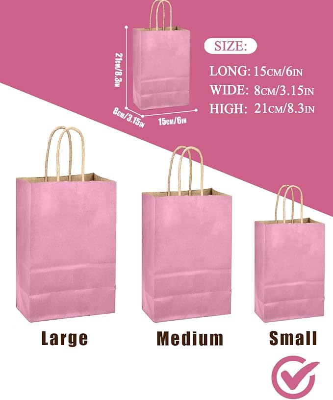 qiqee Purple Gift Bag with Handles Bulk 24Pcs Paper Bags -8.3"x6"x3. 15" Party - Image 4