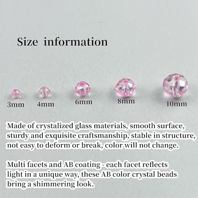 200pcs 6mm Crystal Glass Beads for Crafts Faceted Rondelle Glass Beads for - Image 2