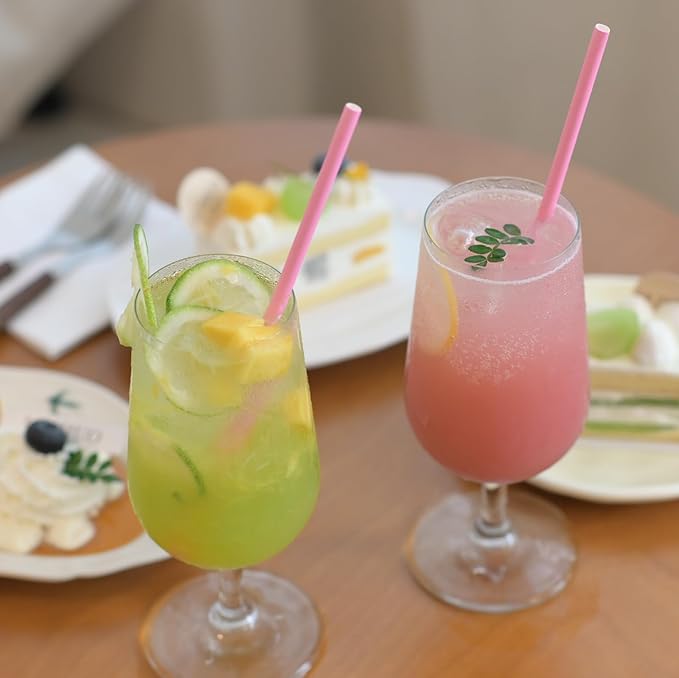 GLUJASBIO Pink Paper Straws Drinking Disposable Pastel Straws Bulk Party - Image 3