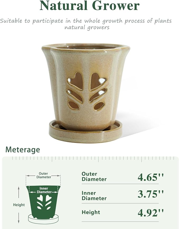 Ceramic Orchid Pot 4 Inch, Orchid Pots - Image 2