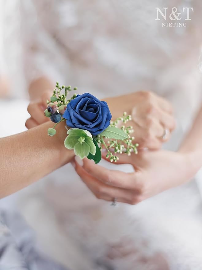 N&T NIETING Artificial Flowers Navy Blue Roses 50Pcs Fake Flowers Foam Roses - Image 6