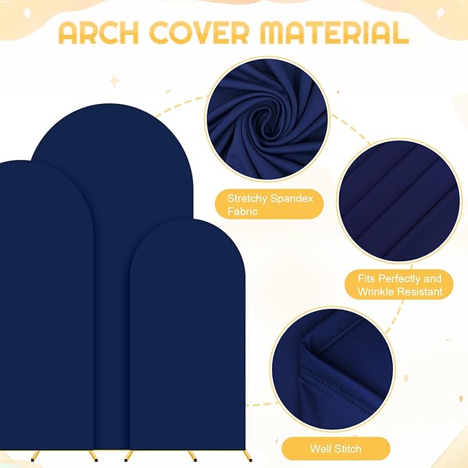 FUHSY Metal Arch Backdrop Stand and Cover Set of 3 Wedding Metal Arch Stand - Image 6