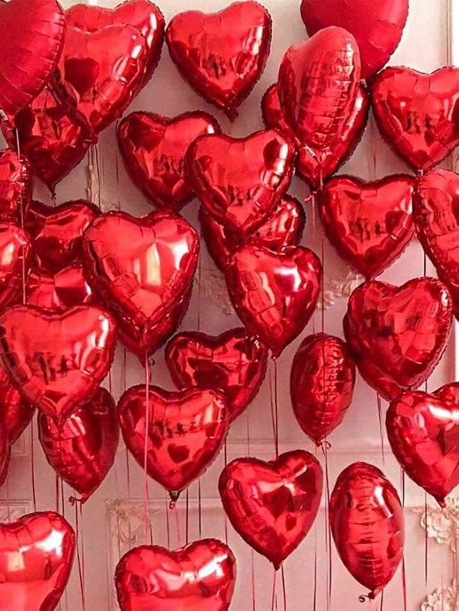Red Heart Balloons, 18 Inch Red Heart Foil Shape Balloon - Image 4