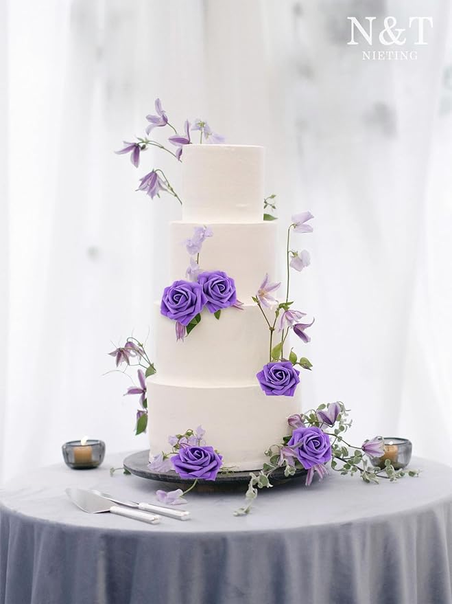 N&T NIETING Artificial Flowers Purple Roses - Image 3