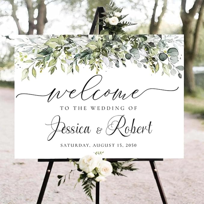 Greenery Wedding Welcome Sign, Eucalyptus Wedding Sign, Botanical Welcome - Image 3