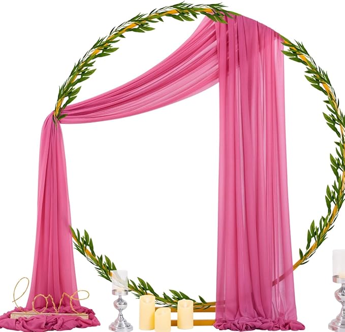 Socomi Wedding Arch Draping Fabric 29" x 20Ft 1 Panel Fuchsia Sheer Outdoor - Image 3