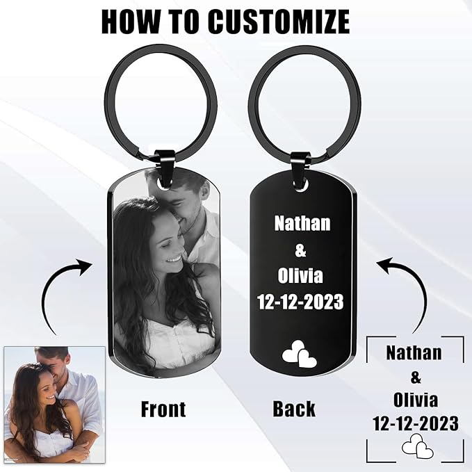 Custom Keychain with Picture, Personalized Keychain with Engraving Photo/Text - Image 2