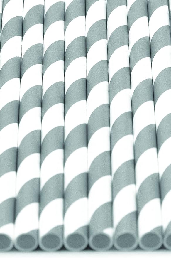 Pack of 900 Gray Swirls Biodegradable 4-Ply Paper Drinking Straws - Image 3