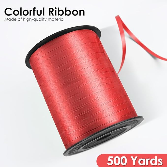Red Curling Ribbon, 3/16" x 500 Yards, Solid Red, - Image 2