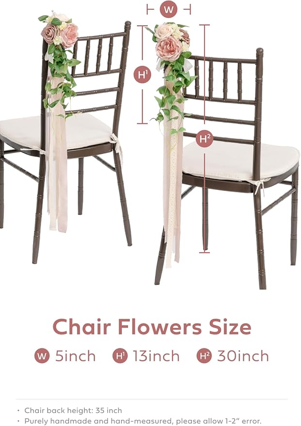 Ling's moment 8pcs Wedding Artificial Aisle Pew Flowers Chair Decorations - Image 6