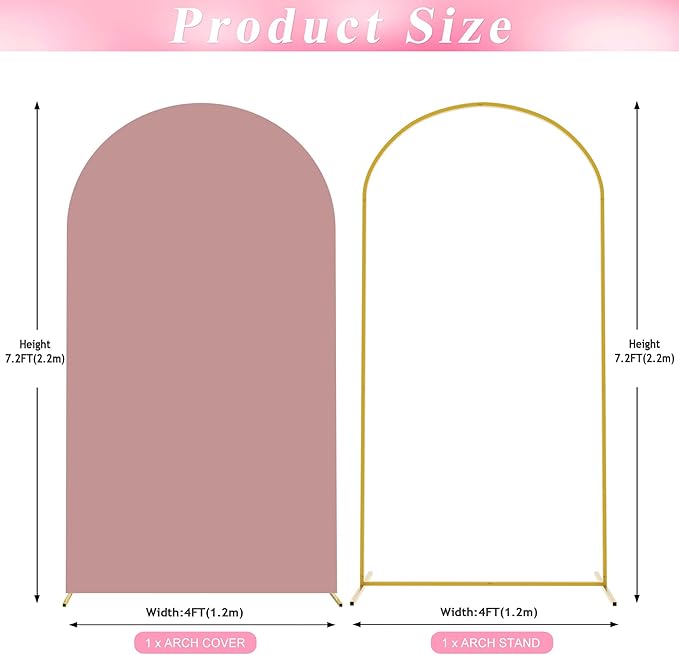 Wokceer 7.2 FT Wedding Arch Stand and Arch Cover, Metal Arch Backdrop Stand - Image 2