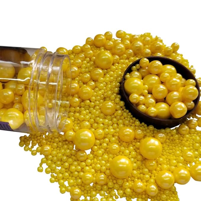 Edible Yellow Sugar Pearls Candy Sprinkles 120G/ 4.23Ounce Baking Cake by Homankit