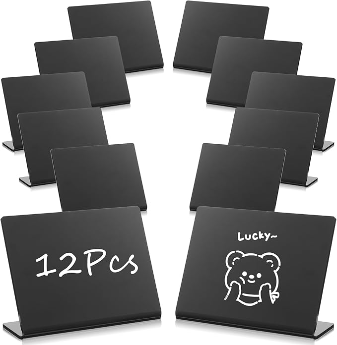 12 Pack Acrylic Mini Chalkboard Signs by Tobeelec