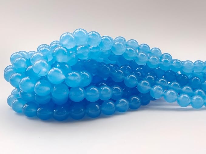 Stone Beads 8mm 100pcs Light Blue Chalcedony Beads Round Loose Gemstones Beads - Image 4