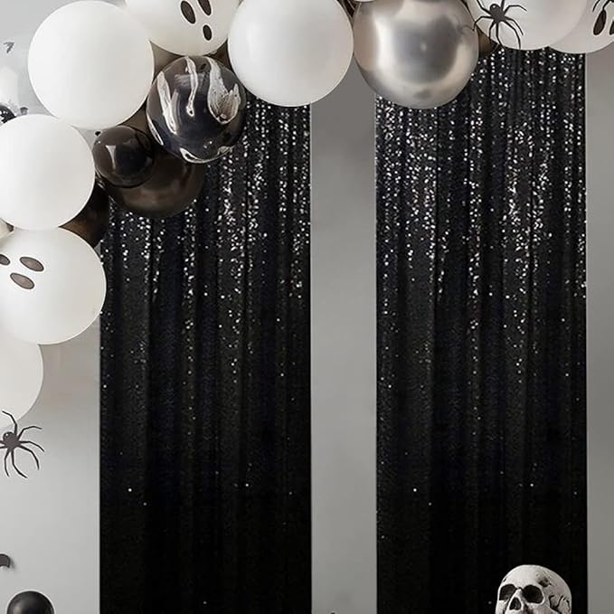 Poise3EHome Black Sequin Backdrop Curtains, 2 Panels 2FTx8FT Glitter Photo - Image 9