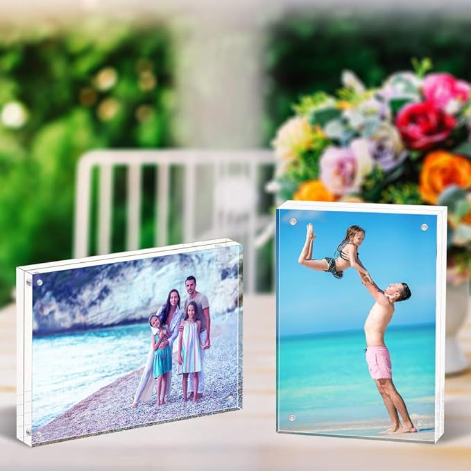 HELPLEX 5 Pack 4x6 Acrylic Picture Frames, 20mm Thicker Frameless Clear Frame - Image 2