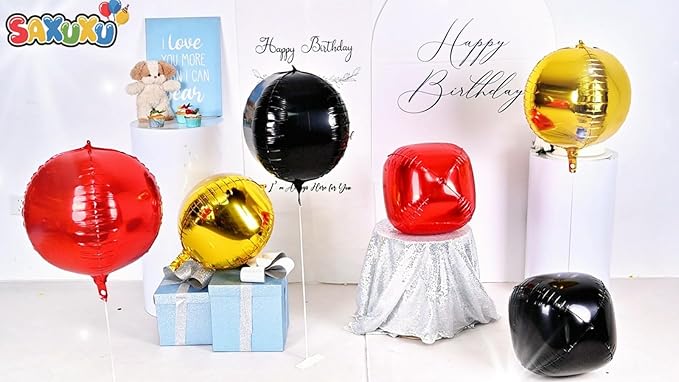 Black Gold Red Giant 4D Foil Balloons, 22 Inch Big Round Foil Balloon - Image 5