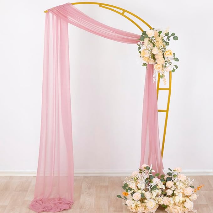 Socomi Wedding Arch Draping Fabric 29" x 20Ft 4 Panels Dusty Rose Sheer Outdoor - Image 3