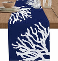Coastal Coral Cotton Linen Table Runner by Unknown