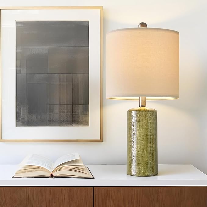 20.25" Small Single Table Lamp for Bedroom Modern Ceramic Nightstand Lamp - Image 8