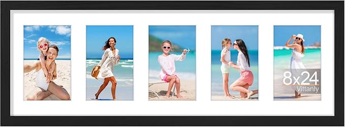Vittanly 8x24 Collage Picture Frame, Displays 5Pcs 4x6 Pictures by Vittanly
