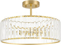 Modern Crystal Ceiling Light Fixture, Semi Flush Mount Ceiling Light, Brushed by Unknown