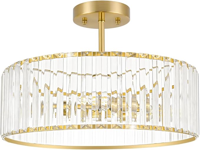 Modern Crystal Ceiling Light Fixture, Semi Flush Mount Ceiling Light, Brushed by Unknown