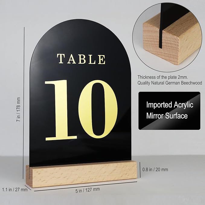 Wedding Table Numbers 1-10, Acrylic Arch Signs - Image 3