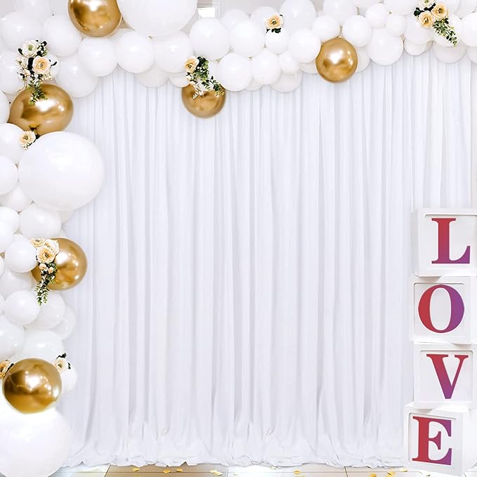 Joydeco White Backdrop Curtains - Image 4