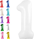 White Number 1 Balloon 40 inch, Number 1 Birthday Balloons by Upgesy