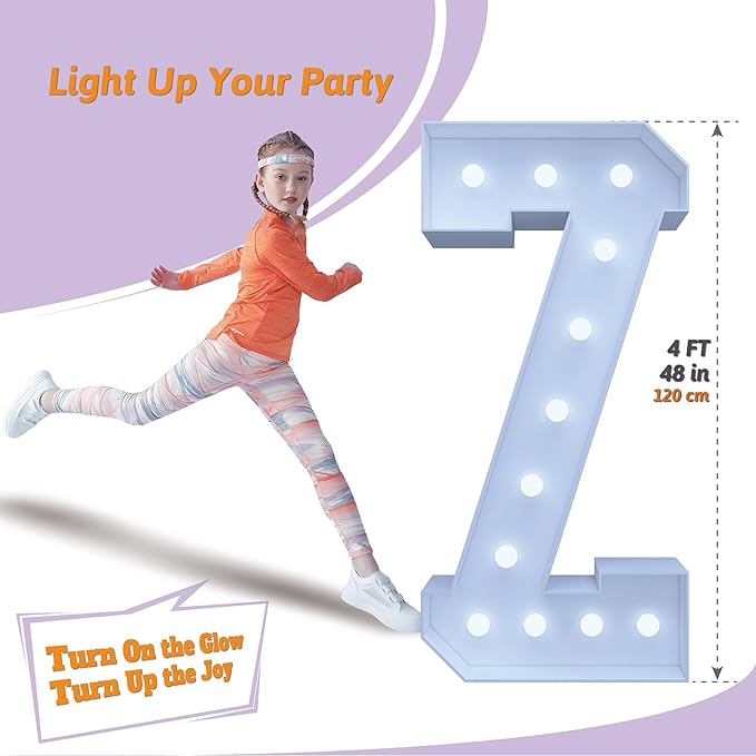 4FT Marquee Light Up Letters Z – Cool White LED, Large Marquee Light Up Letters - Image 6