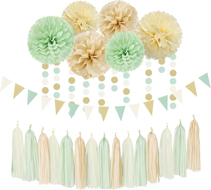 Sage-Green Gold-Champagne Party Decorations by OURUOLA
