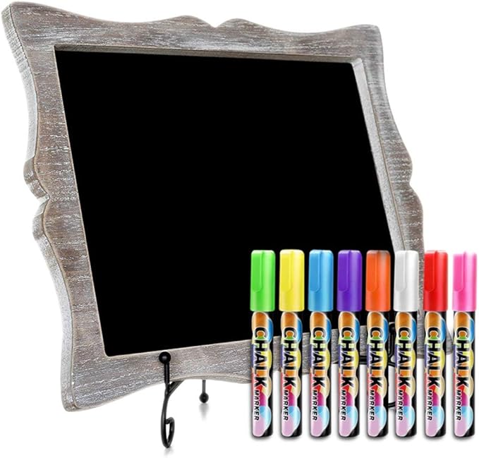 Tabletop Chalkboard Sign with Easel + 8 Brilliant Liquid Chalk Markers | Rustic by OakLetters
